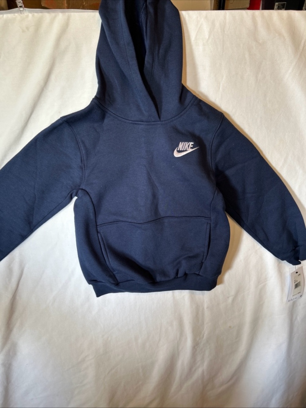 Nike Kids Navy Blue Hoodie with White Swoosh